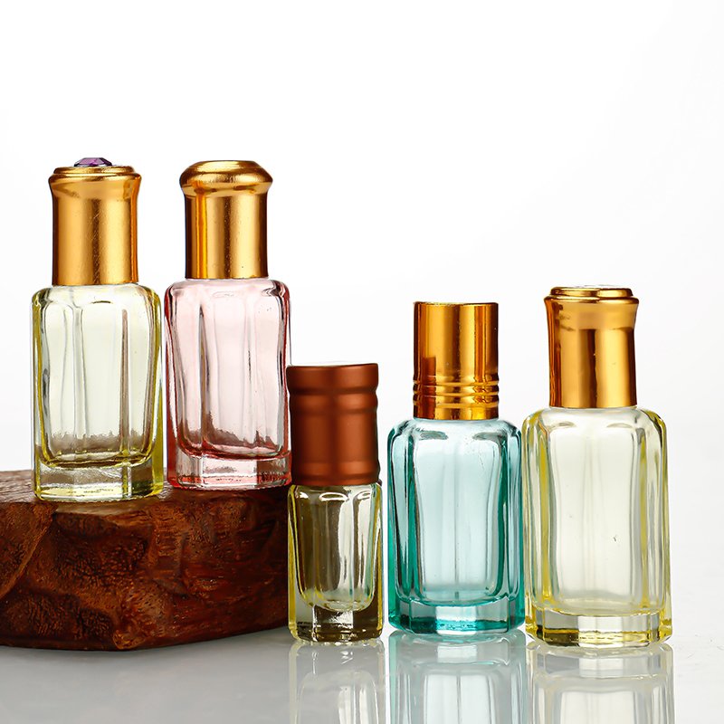 Arabian luxury 3 ml6ml10ml simple ebony perfume oil Attar bottle with glass plastic rod and golden screw lid