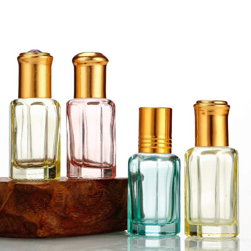 Arabian luxury 3 ml6ml10ml simple ebony perfume oil Attar bottle with glass plastic rod and golden screw lid
