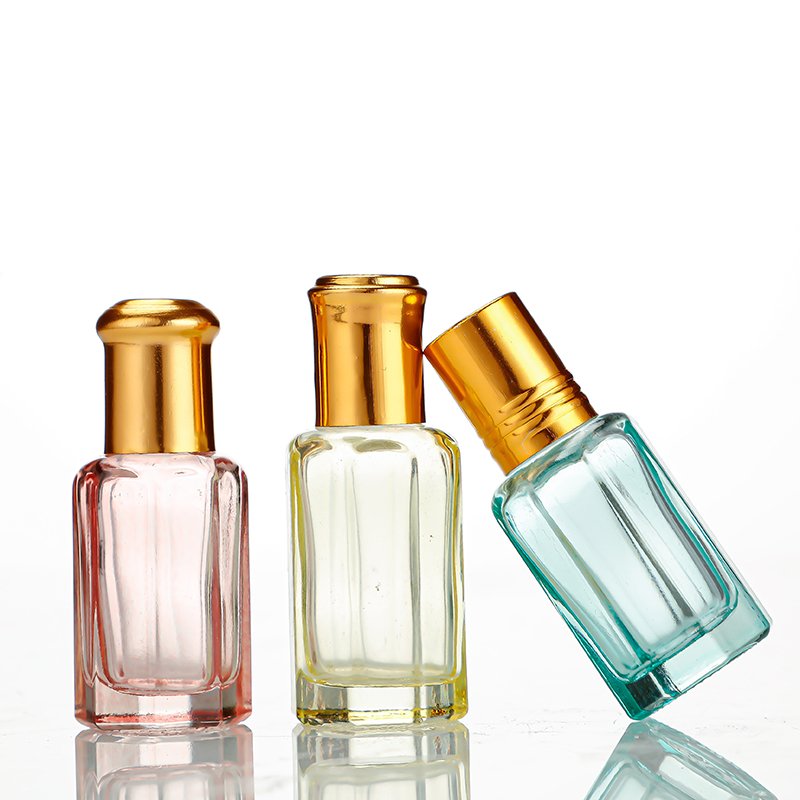 Arabian luxury 3 ml6ml10ml simple ebony perfume oil Attar bottle with glass plastic rod and golden screw lid