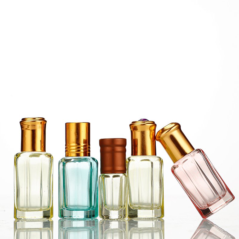 Arabian luxury 3 ml6ml10ml simple ebony perfume oil Attar bottle with glass plastic rod and golden screw lid