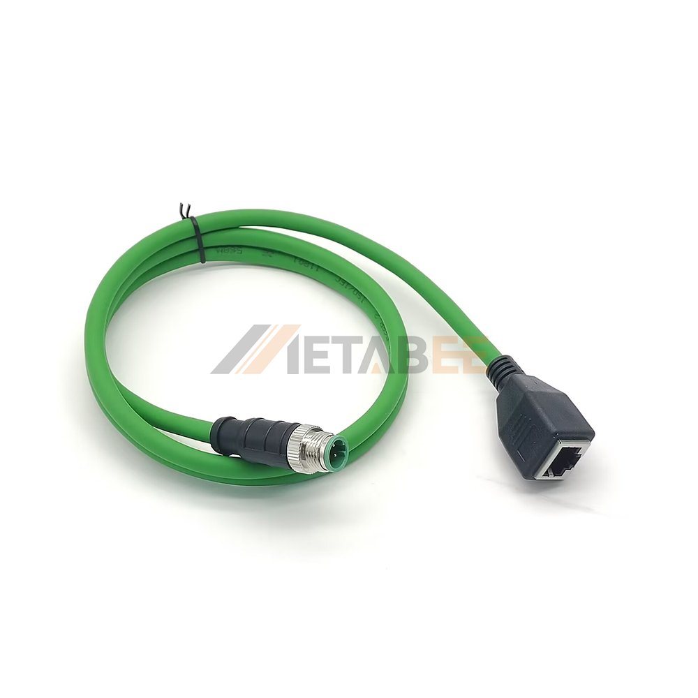 M12 4 Pin A D Code D-Coded Male To RJ45 Female 1Meter PVC Cat6 for Industrial Camera Sensor Ethernet Network Adaptor Cable