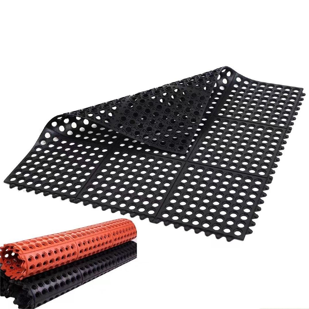Interlocking Anti fatigue Mat with Holes Drainage Mats Drainage Rubber Floor Mat Outdoor Protection