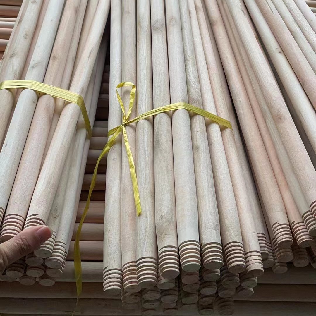China Manufacturer's Natural Painted and Plastic Coated Wooden Mop and Broom Stick Handle Price