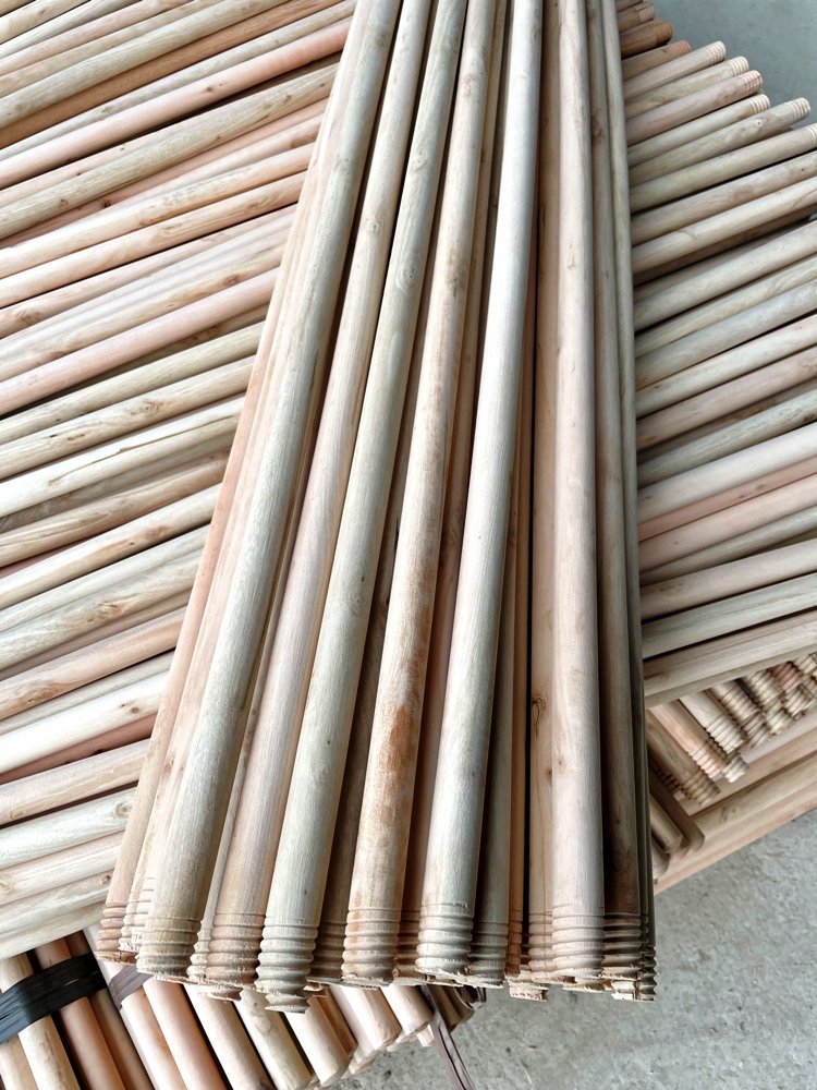 China Manufacturer's Natural Painted and Plastic Coated Wooden Mop and Broom Stick Handle Price