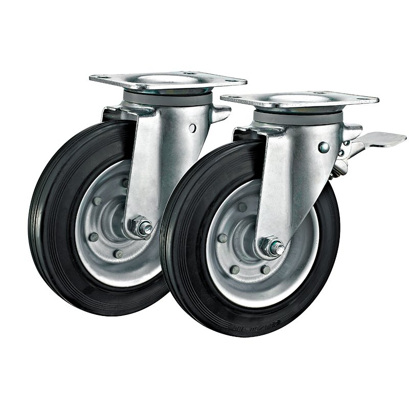 6inch 8inch Outdoor Trash Can Steel Core Rubber Caster Industrial Garbage Bin Castor Wheels