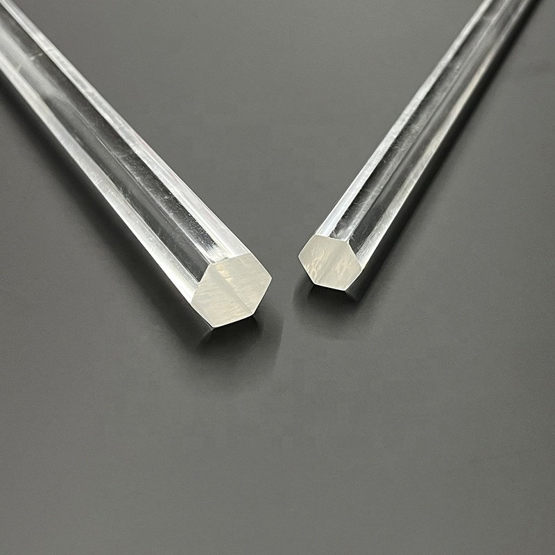 Wholesale Transparent PMMA Acrylic Glass Hexagon Rod/Bar Extrusion Clear LED Plastic Rods for LED Lighting