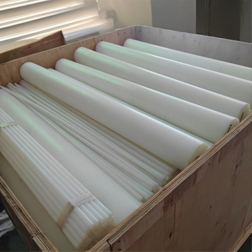 White Polyamide PA6 Nylon Rod Threaded Plastic Rods for Moulding and Extrusion for Processing PET HIPs PLA Materials