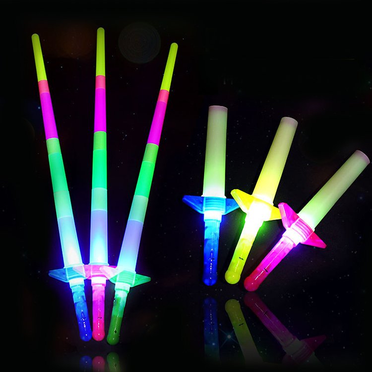 2024 Wholesale Luxury Plastic LED Children's Night Party Carnival Electron Toy Four Section Telescopic Flash Rod for Kids