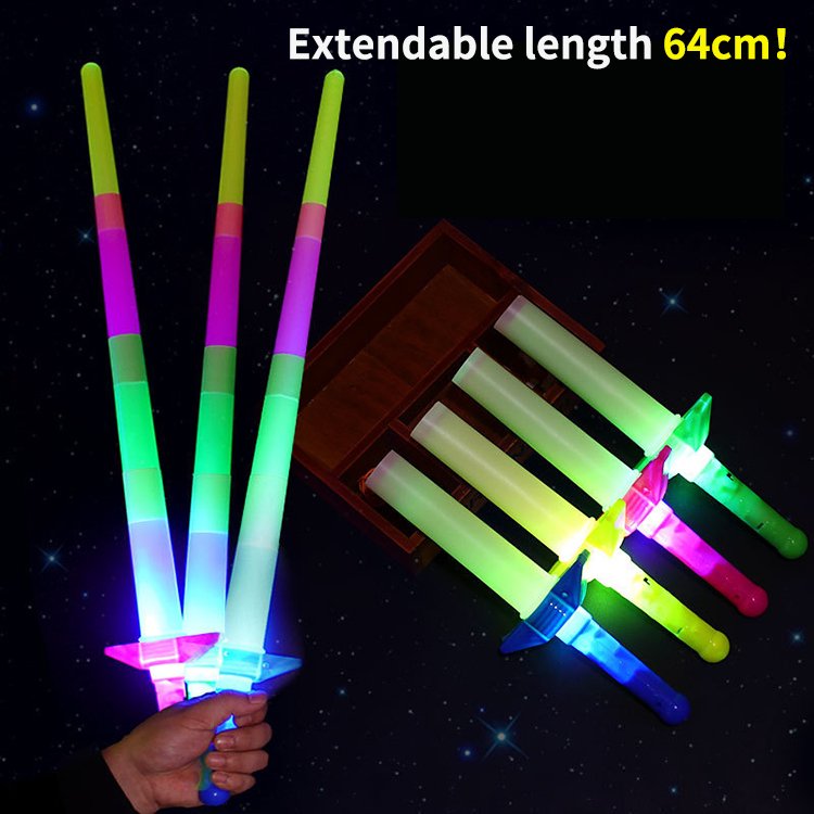 2024 Wholesale Luxury Plastic LED Children's Night Party Carnival Electron Toy Four Section Telescopic Flash Rod for Kids