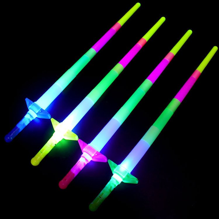 2024 Wholesale Luxury Plastic LED Children's Night Party Carnival Electron Toy Four Section Telescopic Flash Rod for Kids