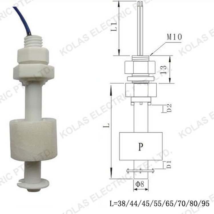 Float-45LP-M10 Magnetic Plastic Level Controller Liquid Level Sensor and Water Tank Float Ball Switch Indicator