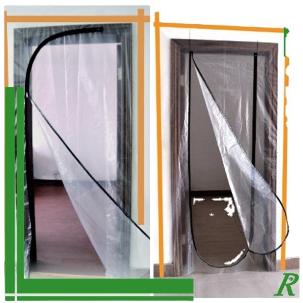 Heavy Duty Dust Prevention Door Dust Cover Wall Support Rod 4 ft x 7 ft Plastic Zipper Door Dust Protector Kit