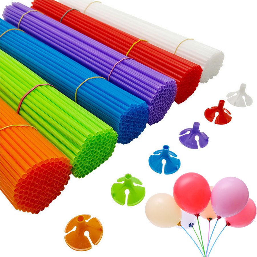 100pcs plastic 32cm 40cm Latex Balloon Stick and cup Macaron Balloons holders Rods Wedding Party balloon stick holder for foil