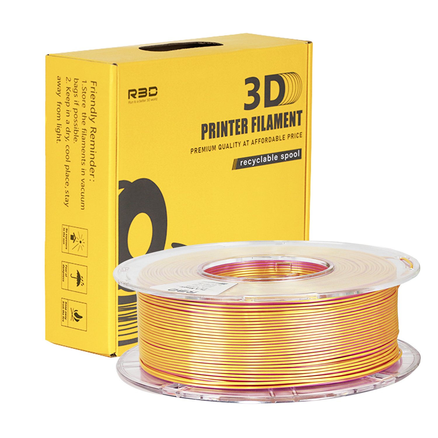 R3D 2022 New Popular Gold Purple Dual Magic Silk PLA Filament for 3d Printer 1.75mm 1kg