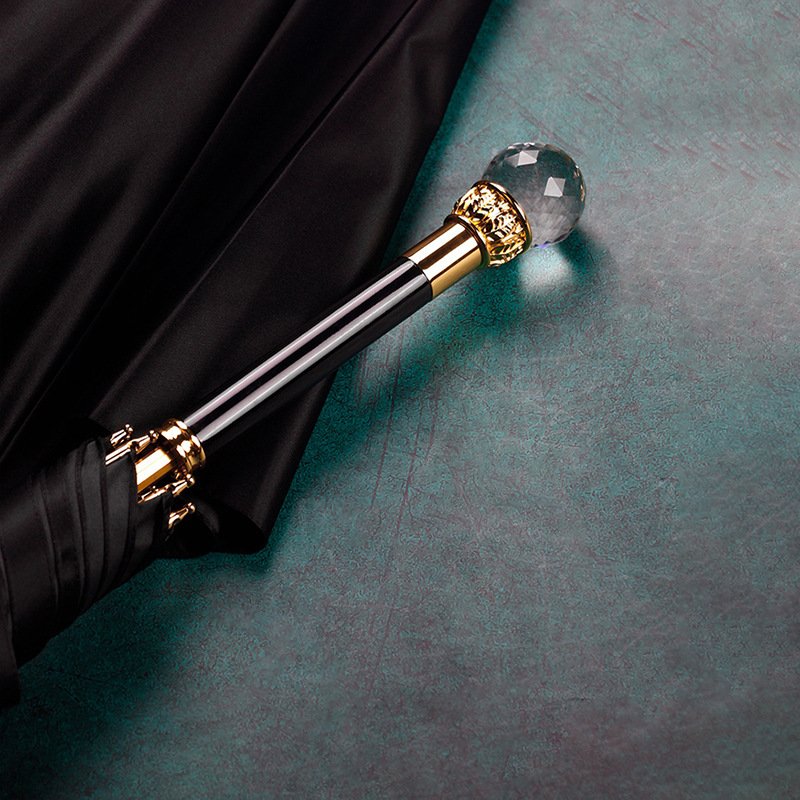 WHY399 Long Handle Umbrella Large Size Car Automatic Umbrella Solid Color Double Sunny Rain Straight Rod Umbrella