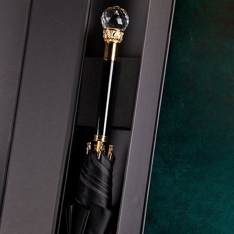 WHY399 Long Handle Umbrella Large Size Car Automatic Umbrella Solid Color Double Sunny Rain Straight Rod Umbrella