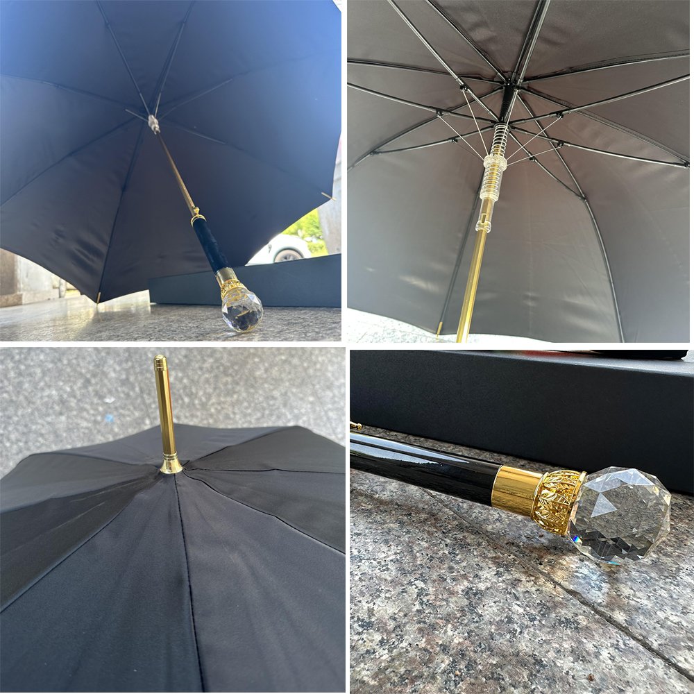 WHY399 Long Handle Umbrella Large Size Car Automatic Umbrella Solid Color Double Sunny Rain Straight Rod Umbrella
