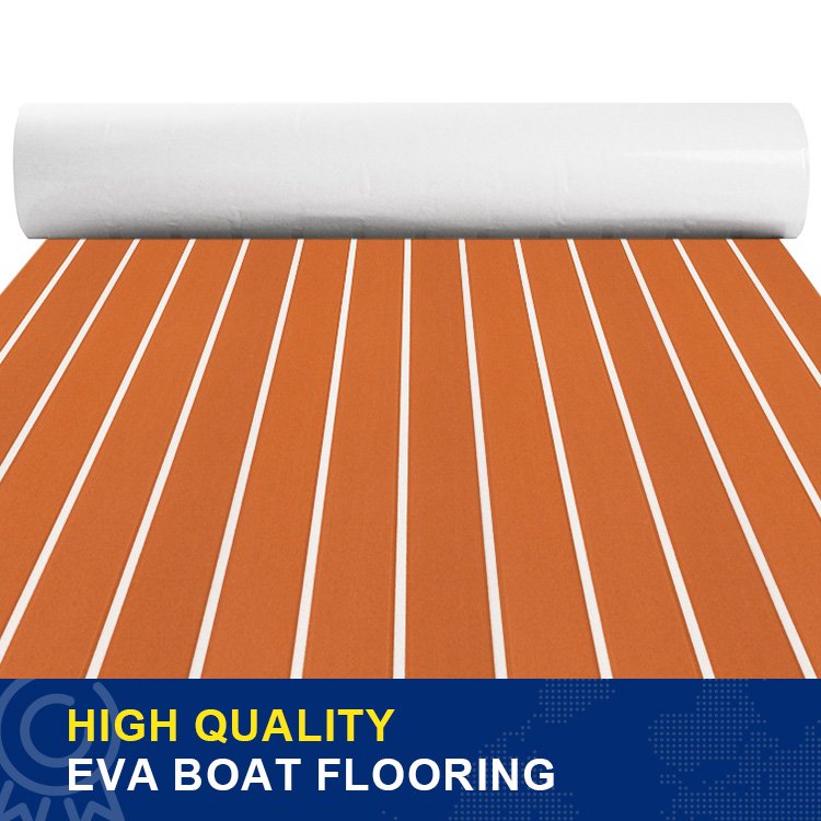 Multiple Sizes Brown White Strips Faux Teak Sheet Non Slip EVA Foam Boat Flooring