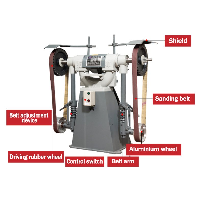 Hand operate metal double burring belt sander polishing machine for metal