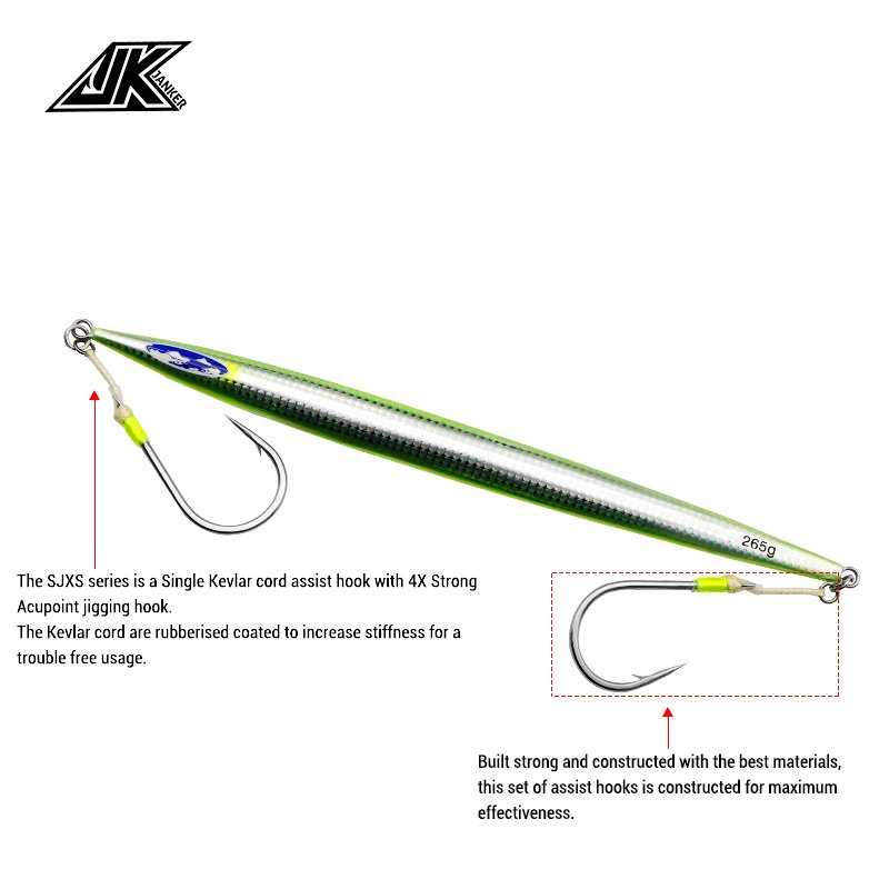 Fishing Hook JK Assist Hook Jigging SJXS20-L Series 2 Pieces/Bag Stainless Steel Fishing Hook Super Rust Proof For Saltwater