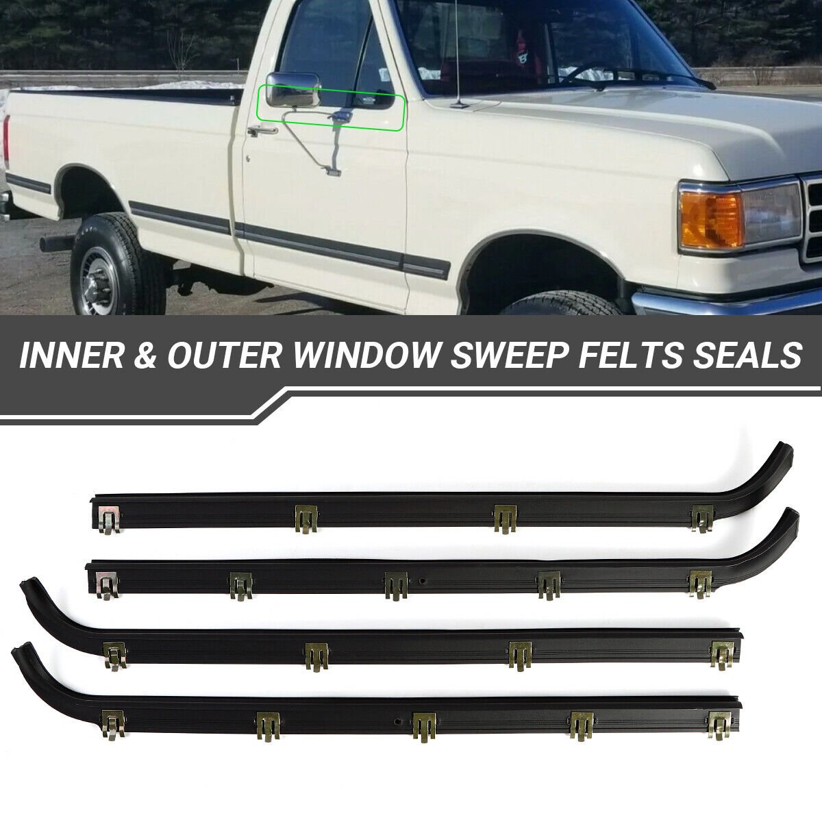 1987-1997 Ford F150 F250 F350 Pickup Weatherstrip Outer Seal Trim Automotive Window Belt Molding Rubber