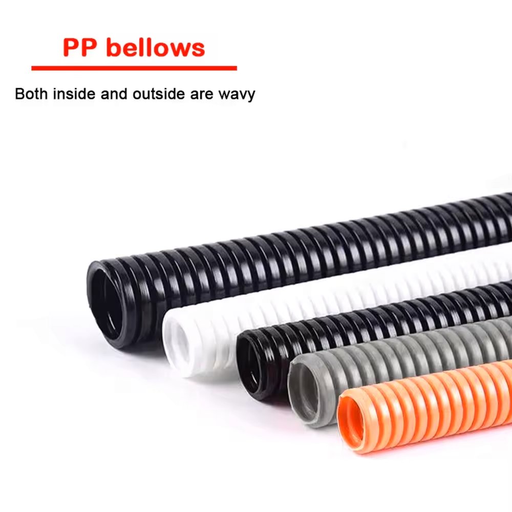 AD7 Black Polypropylene Tube Flame Retardant PP 25 mm Corrugated Plastic Flexible Conduit Pipe for Electrical Wiring Protection