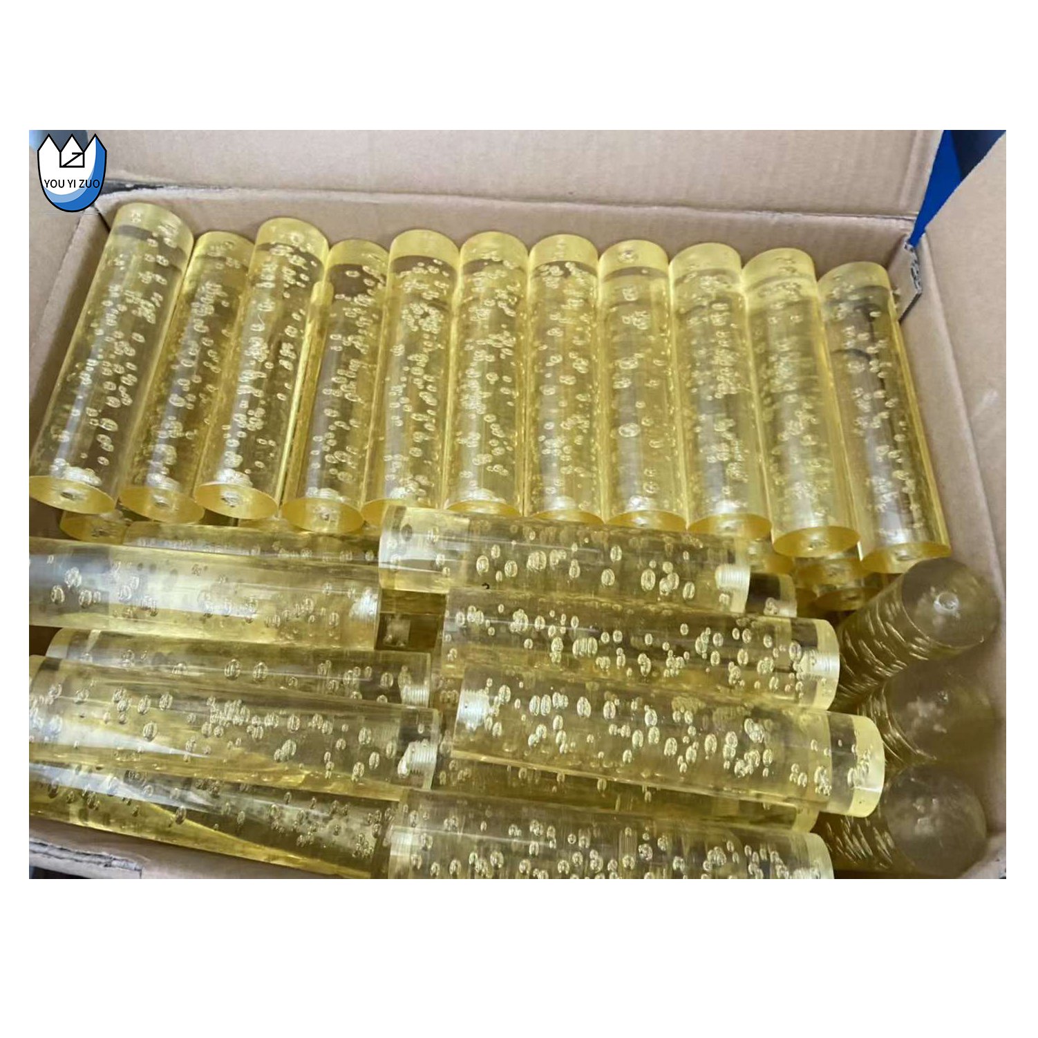 YOUYIZUO Manufacturer Transparent Clear Round Solid Stick Acrylic Square Round Rod Threaded with Bubble For Lighting