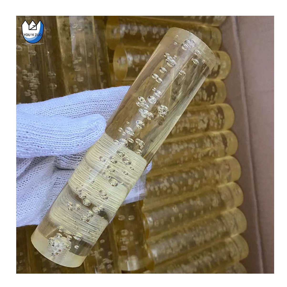 YOUYIZUO Manufacturer Transparent Clear Round Solid Stick Acrylic Square Round Rod Threaded with Bubble For Lighting
