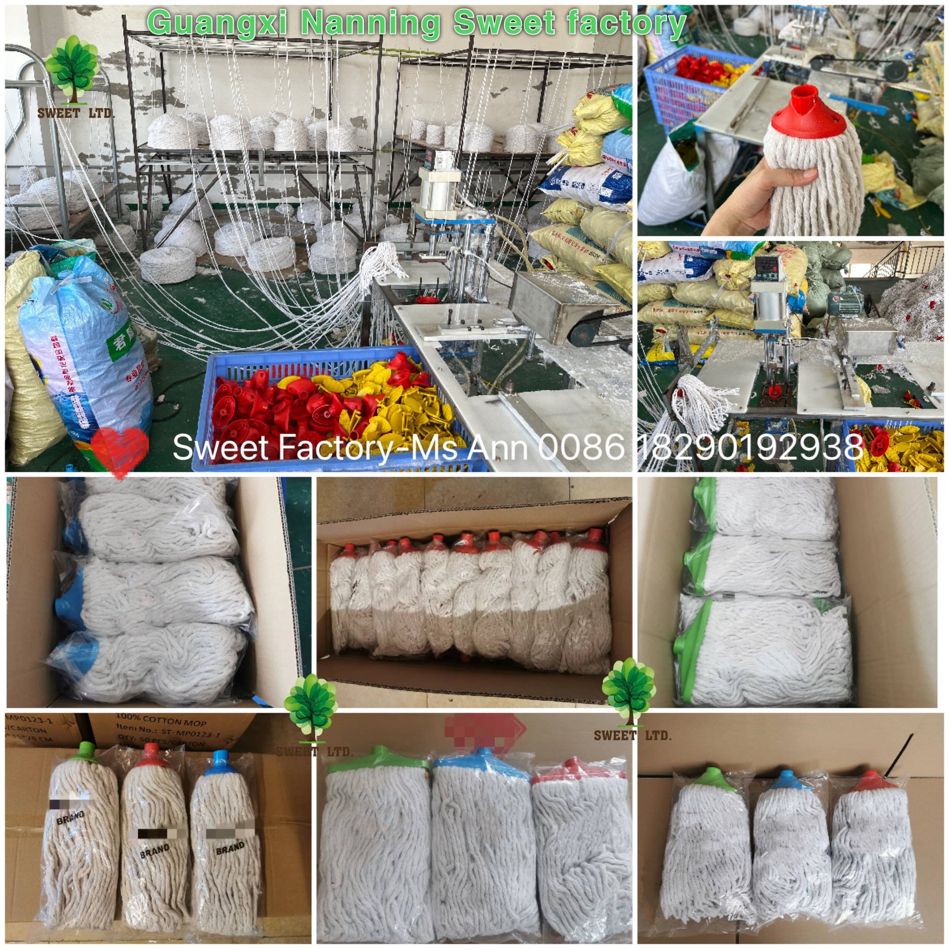 Indoor Cleaning Cotton floor mop wet mop with stick