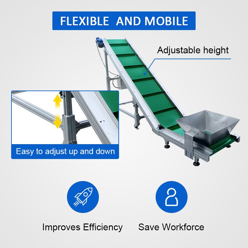 Snacks Inclined Easy-to-Clean Food Grade PU Sanitary Belt Conveyor for Grain Food Industry