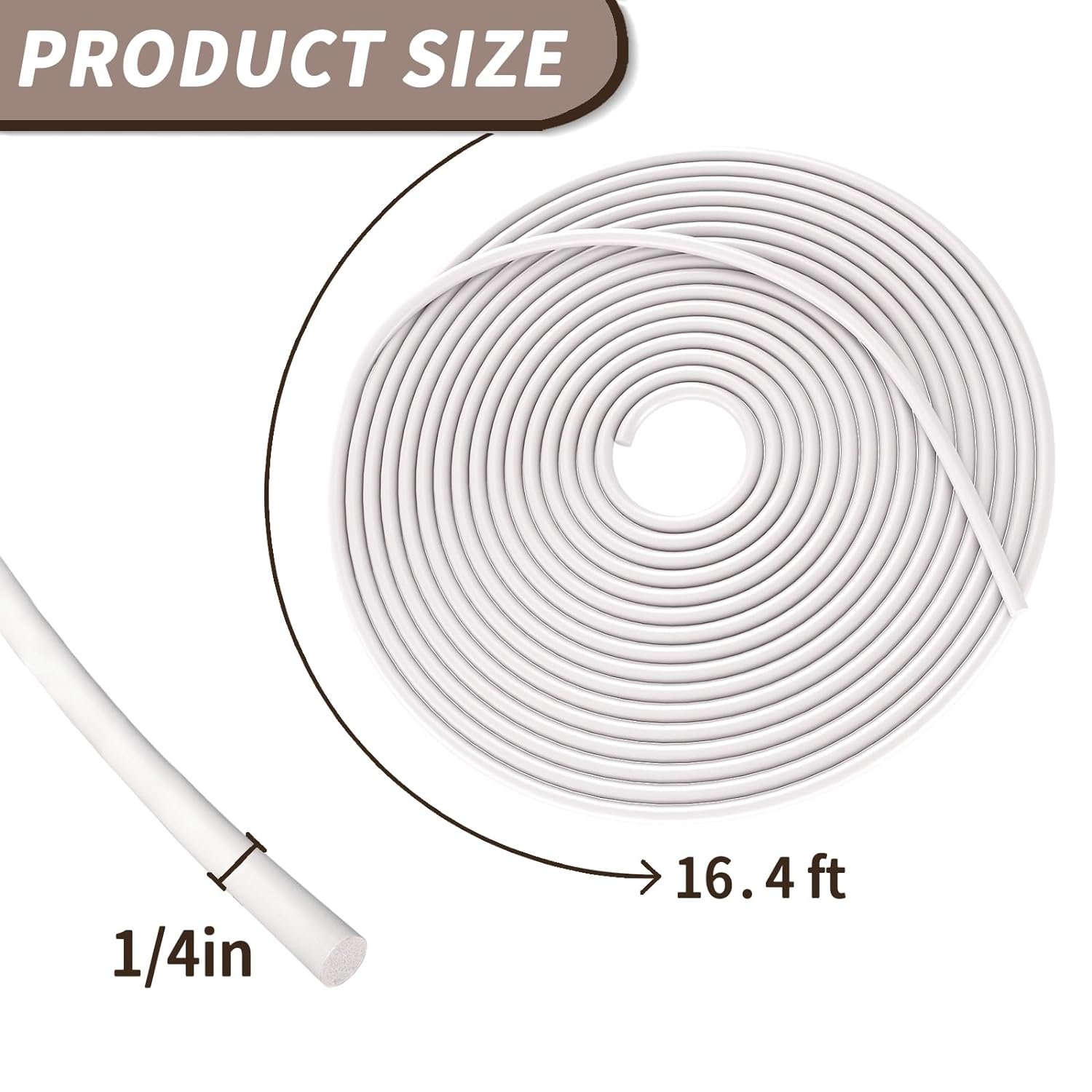White Backer Rod, Caulk Saver for Gaps and Joint Concrete Filling, EPDM Rubber Joint Filler for Driveway and Wall Cracks