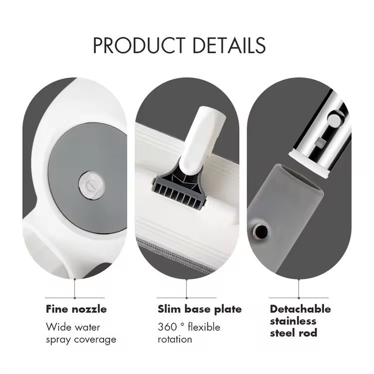 White Easy Cleaning 3 Section Stainless Steel Handle Microfiber Magic Flat Water Spray Mop