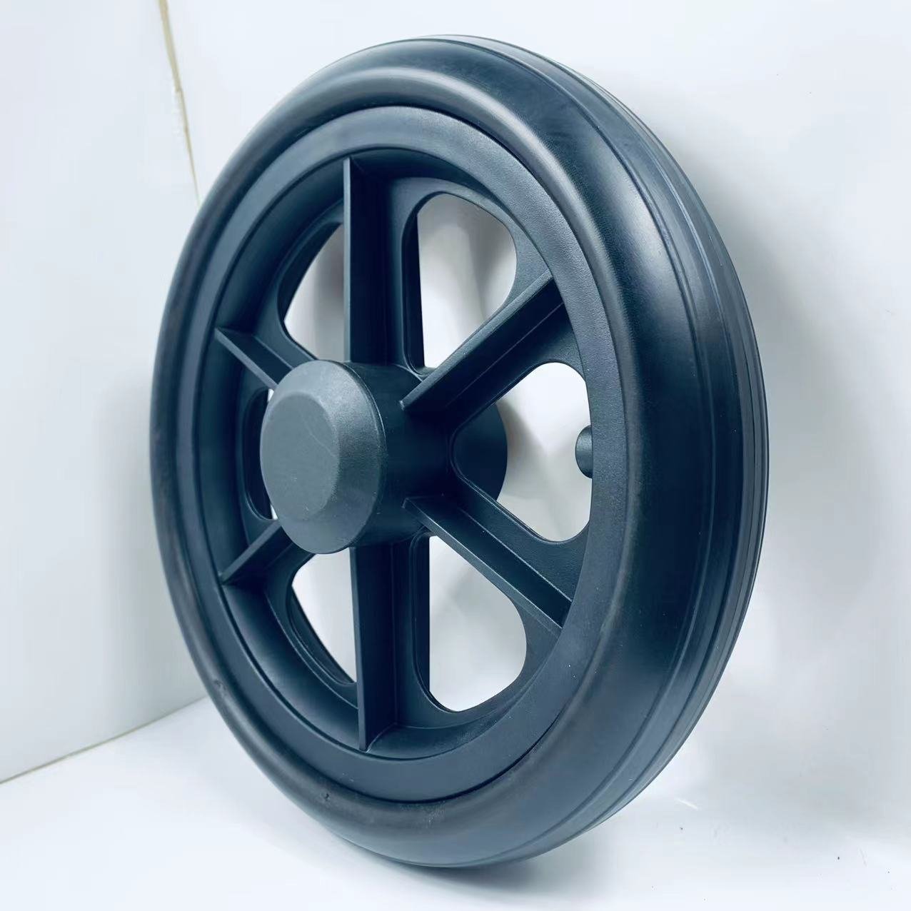 10 inch wheelchair 4 wheel cart PU wheels with plastic pneumatic rims for walker