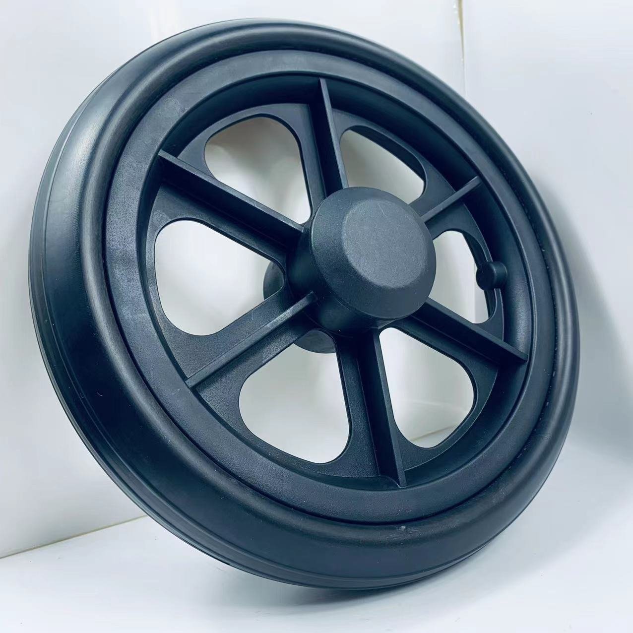 10 inch wheelchair 4 wheel cart PU wheels with plastic pneumatic rims for walker