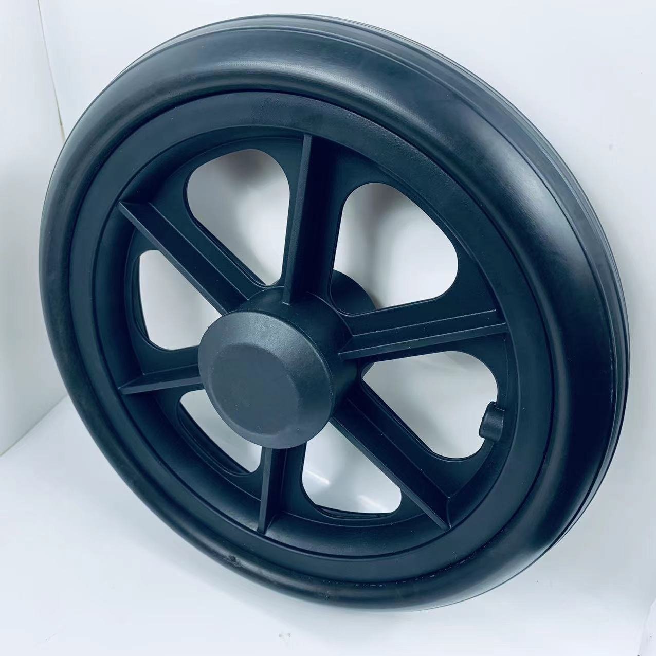 10 inch wheelchair 4 wheel cart PU wheels with plastic pneumatic rims for walker