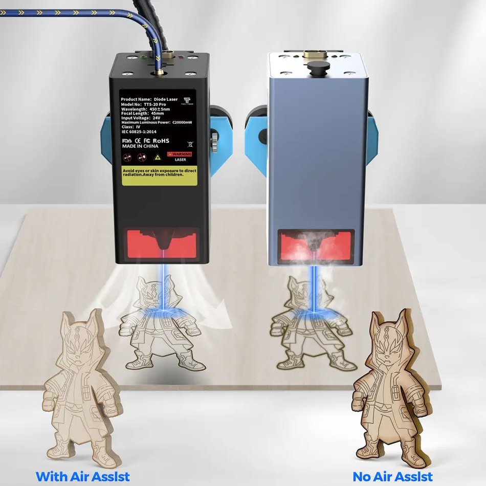 TWOTREES TTS 20W Laser Engraving Machine 98% Pre-Assemble 418*418mm Engraving Area laser cutting For Household