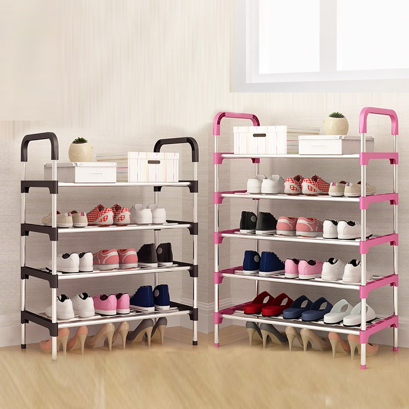 4-Tier Multi-Functional Detachable Storage Shelf Home Organization Steel Shoe Simple Living Room Kitchen Bedroom Outdoor Iron