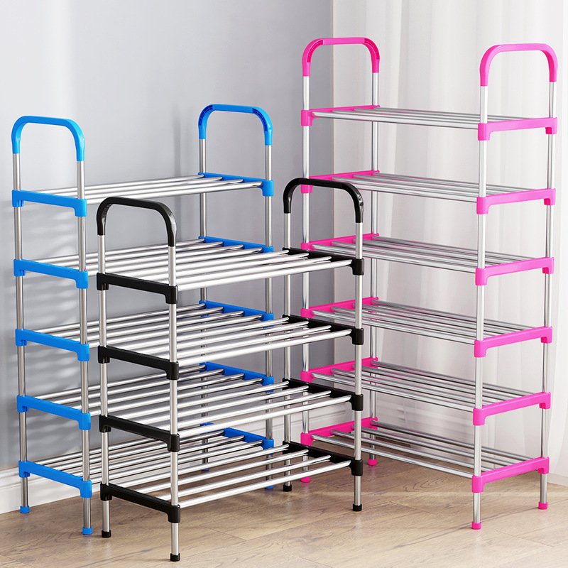 4-Tier Multi-Functional Detachable Storage Shelf Home Organization Steel Shoe Simple Living Room Kitchen Bedroom Outdoor Iron