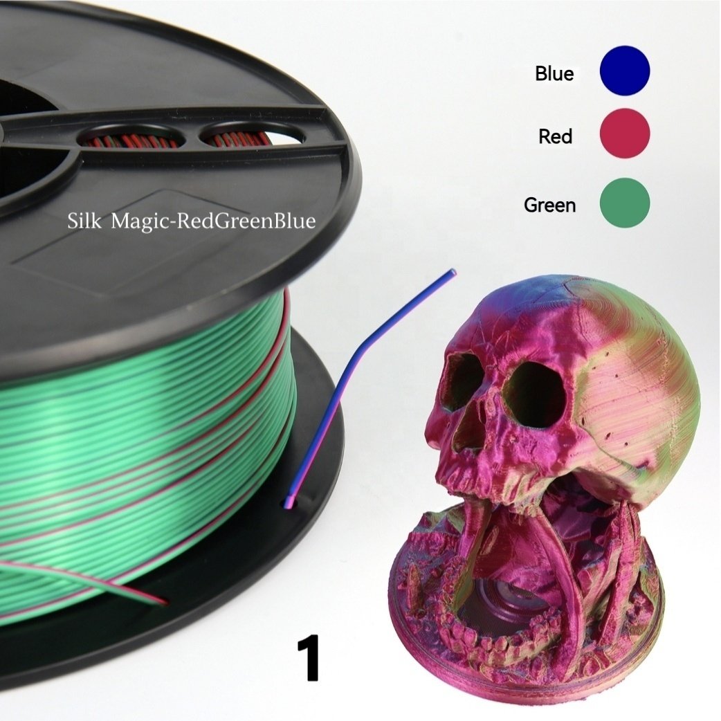 Silk Tri-Colors Coextrusion 3D Printer Filament 1Kg 1.75Mm Rainbow Flexible PLA 3D Printing Plastic Rods 3D Printer Pla Filament