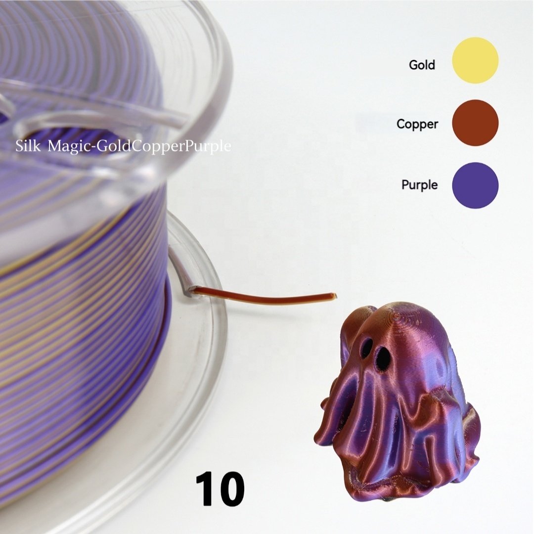 Silk Tri-Colors Coextrusion 3D Printer Filament 1Kg 1.75Mm Rainbow Flexible PLA 3D Printing Plastic Rods 3D Printer Pla Filament