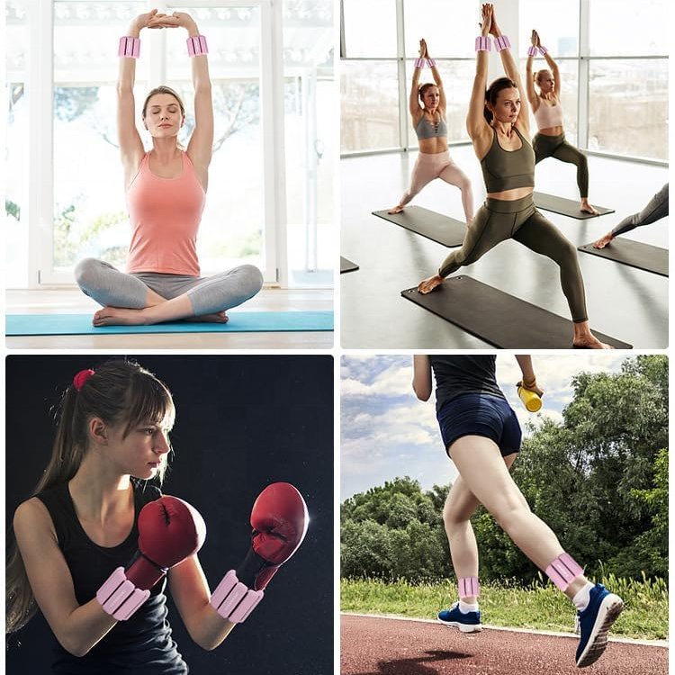 Silicone Adjustable Sports Gym Band Wearable Wrist Ankle Weights Bracelet Leg Wrist Weight-Bearing Fitness Massage Belt