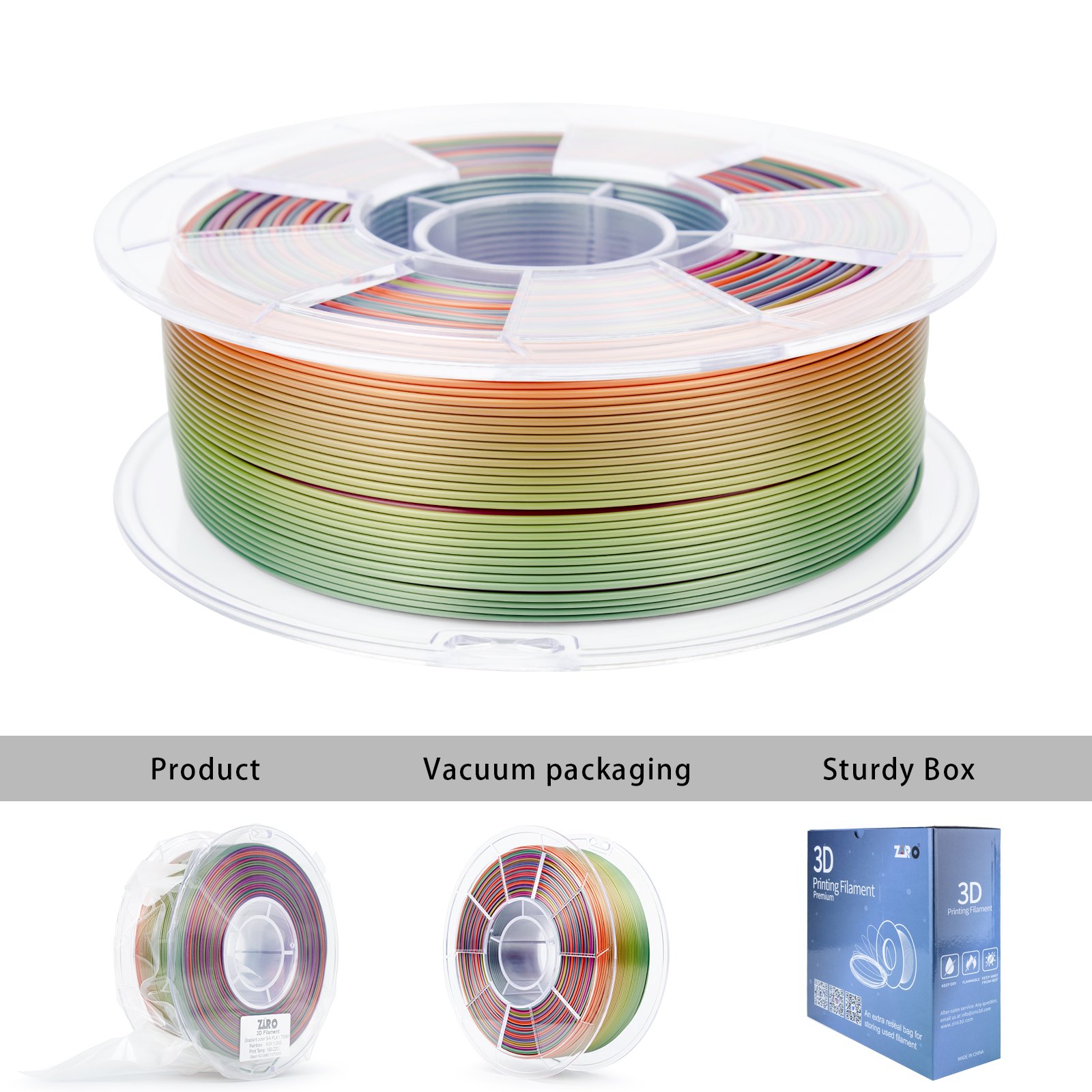 New Released ZIRO Neat Winding Printing No Tangle 3d Printer Silk Pla Filament 1.75mm Plastic Rods For Fdm Printing