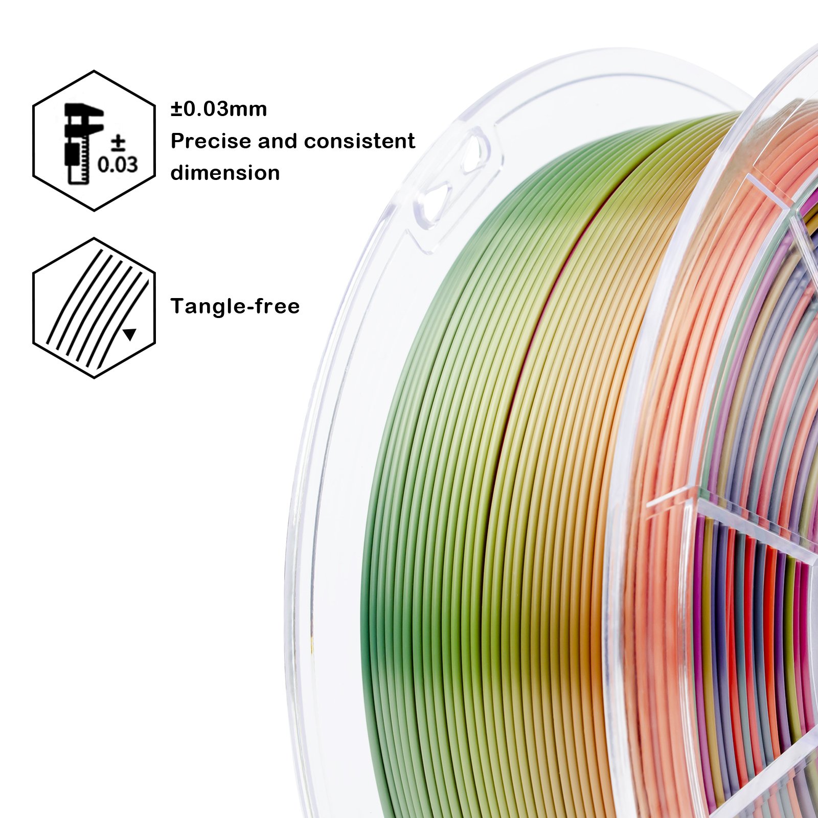 New Released ZIRO Neat Winding Printing No Tangle 3d Printer Silk Pla Filament 1.75mm Plastic Rods For Fdm Printing