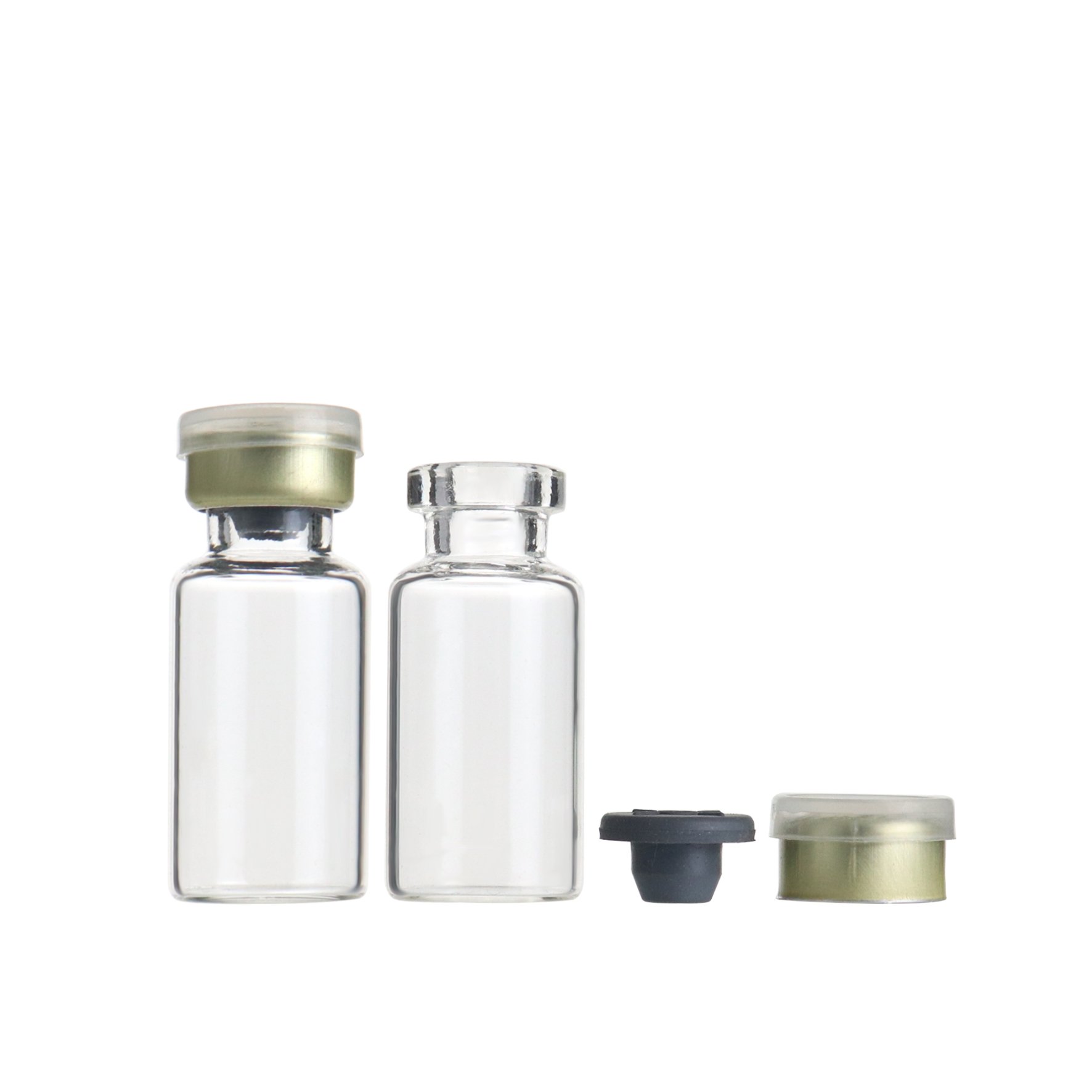 3ml empty clear small glass injection vial penicillin bottle with silicone plug and crimping top cap