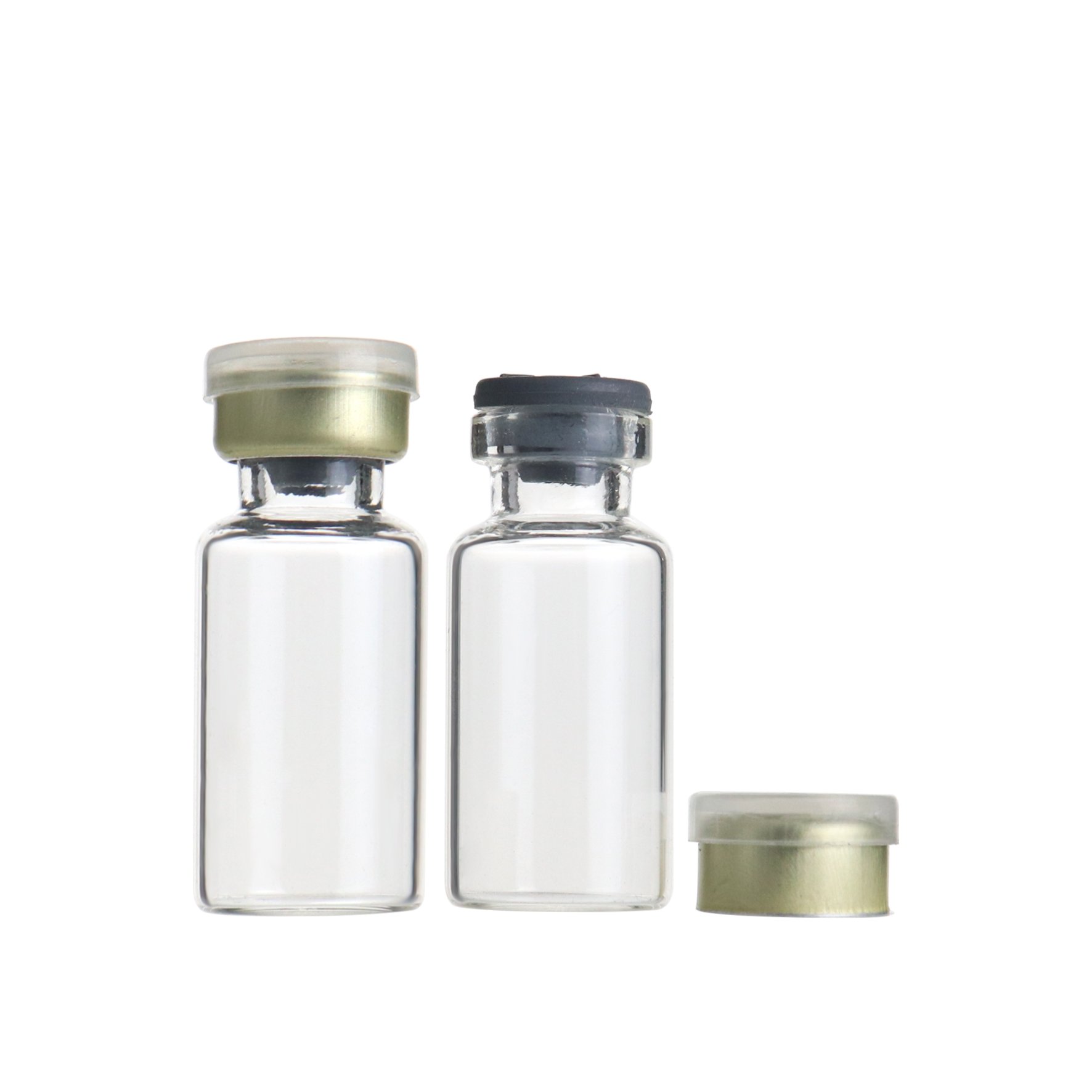 3ml empty clear small glass injection vial penicillin bottle with silicone plug and crimping top cap