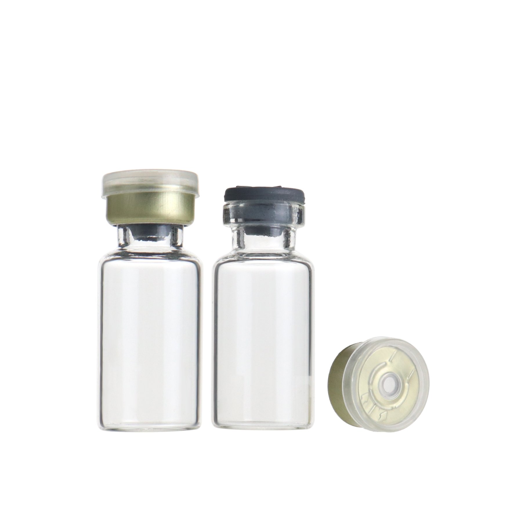 3ml empty clear small glass injection vial penicillin bottle with silicone plug and crimping top cap