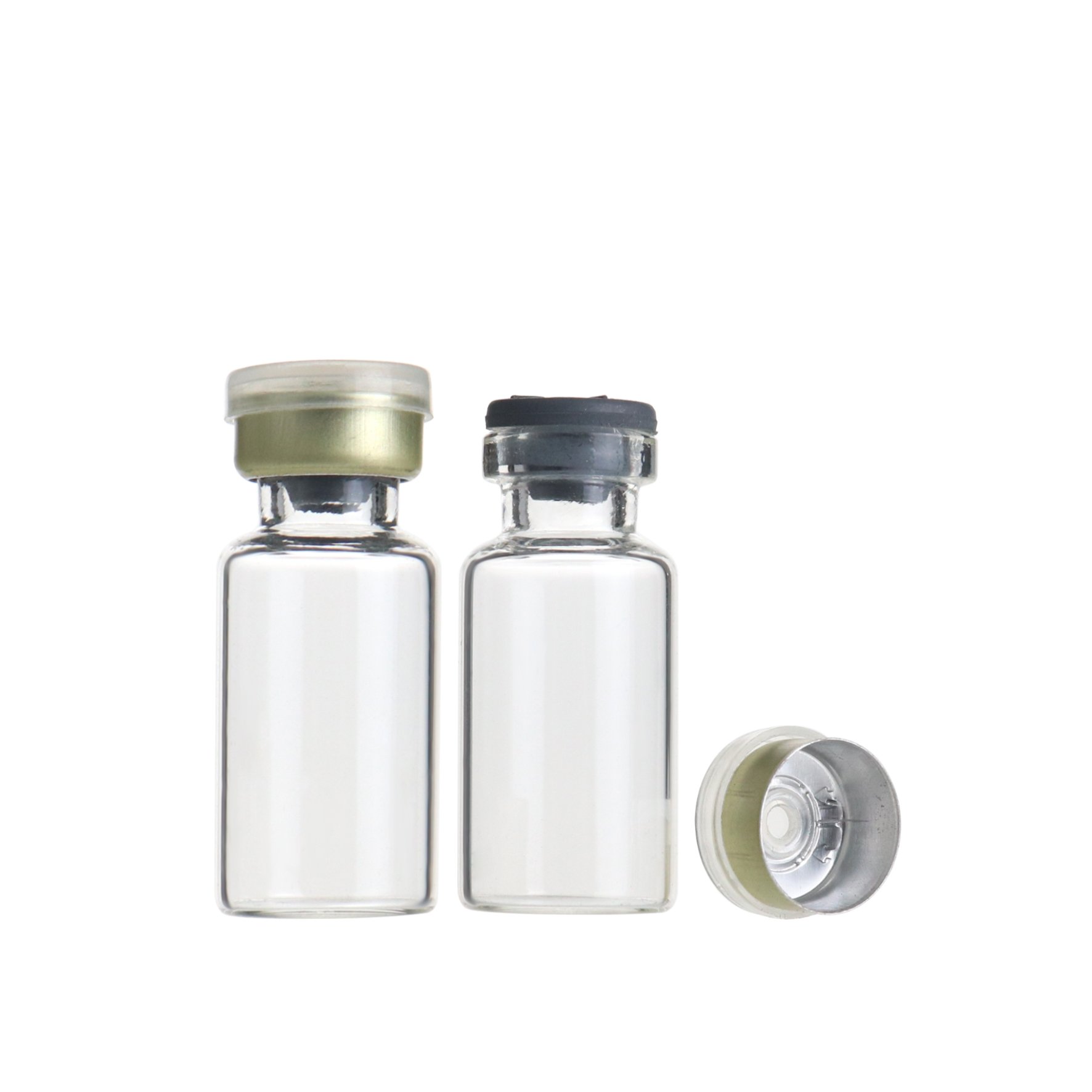 3ml empty clear small glass injection vial penicillin bottle with silicone plug and crimping top cap