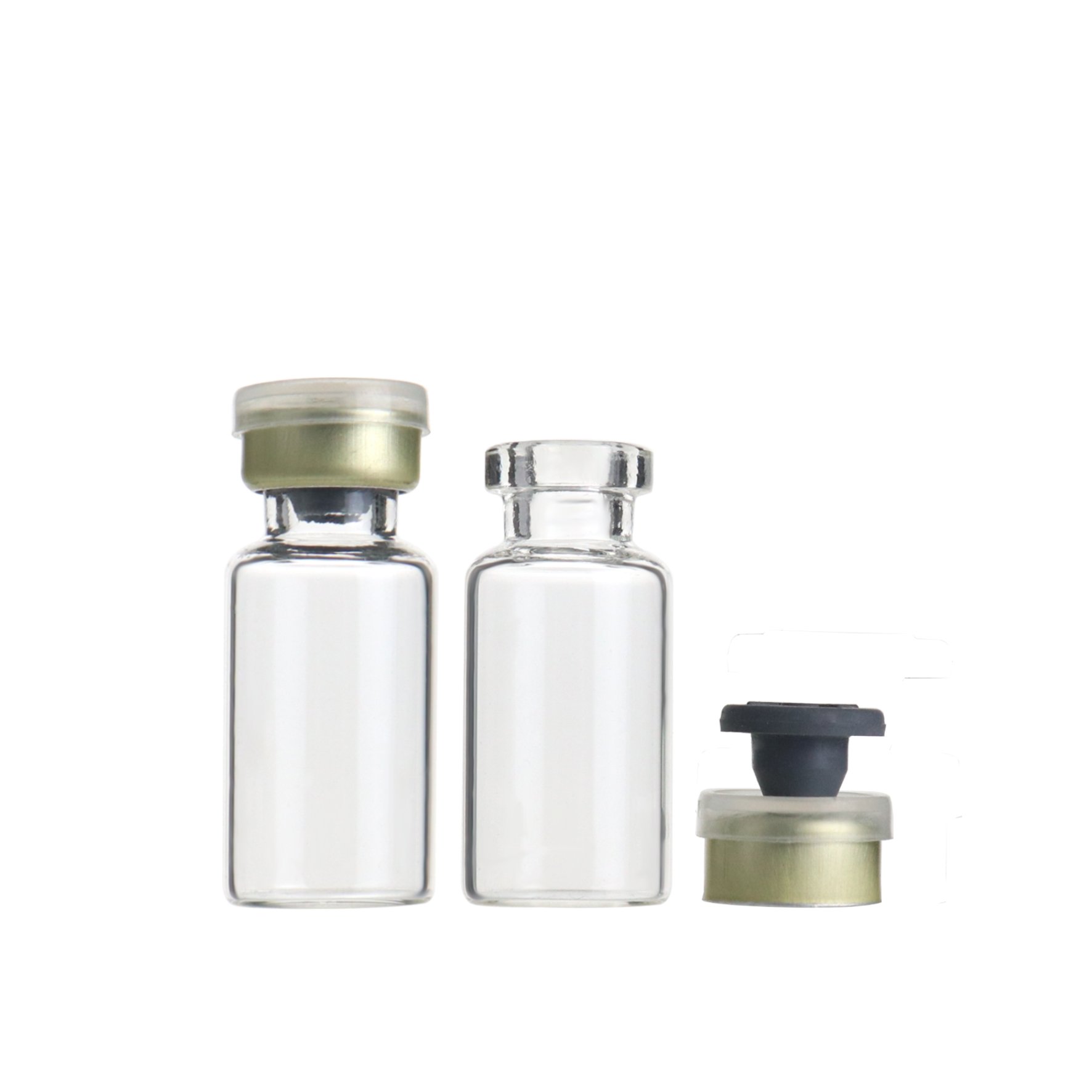 3ml empty clear small glass injection vial penicillin bottle with silicone plug and crimping top cap