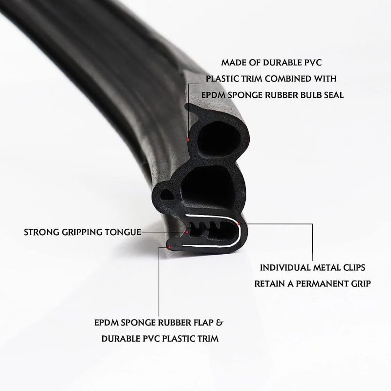 Auto Rubber Trim Seal Car Door Weatherstrip With Steel Bone Rubber Seal Strip