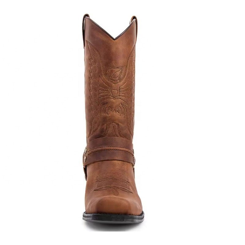 Men's Middle Tube Cowboy Biker mid calf other Boots Embroidery Chelsea Martin US size Western Boots Shoes heel cowboy boots